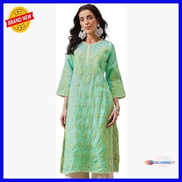 Hand Embroidered Chikankari Cotton Kurta Tunic 2XL Regular Fit